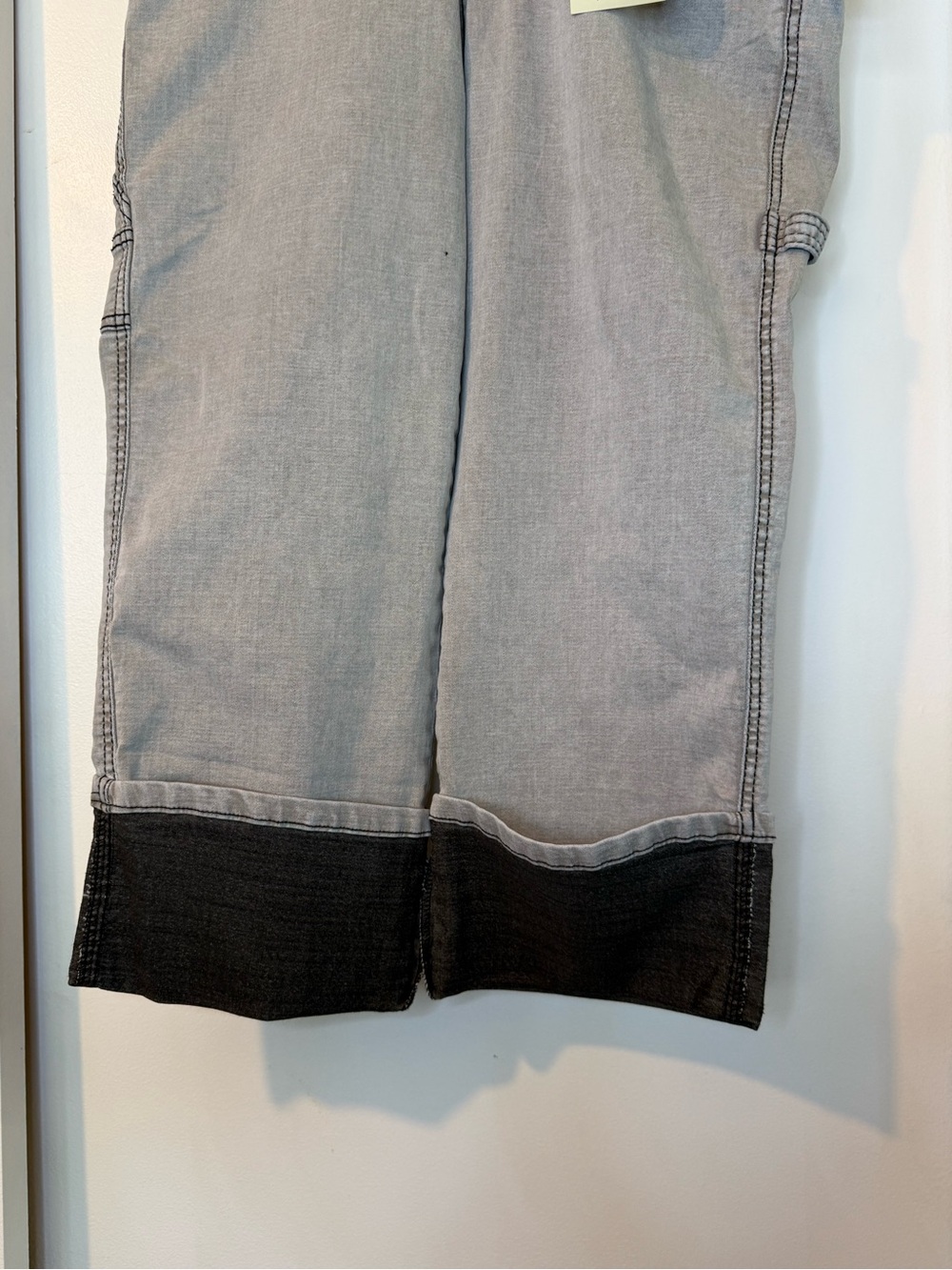 Women's Gray Cropped Jeans with Black Cuff - Eco-Friendly - Picture 3 of 16